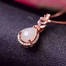 Натуральный подвеска с белым нефритом S925 Серебряный натуральный драгоценный камень кулон Цепочки и ожерелья модные роскошные капли воды женские украшения для девочки