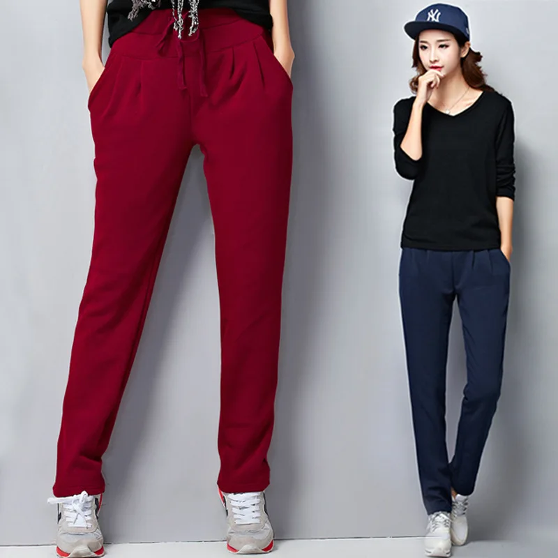 M-6XL Large size loose sporting pants women casual sports trousers female spring autumn Korean Harem pants black gray long pants