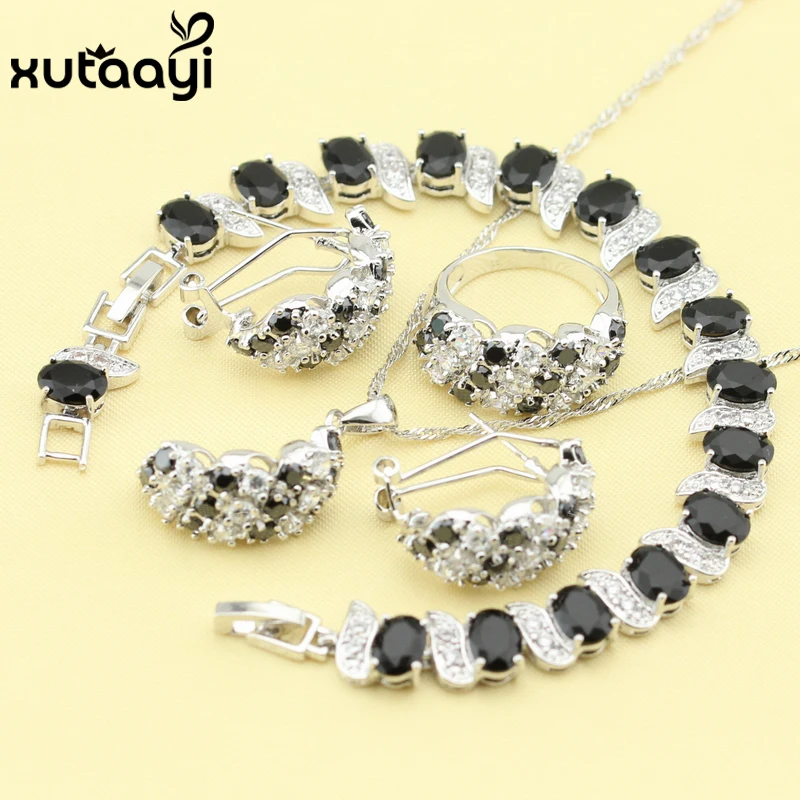 Комплект из колье серёг и браслета с фианитом|earrings bracelet|silver jewelry setfashion set |