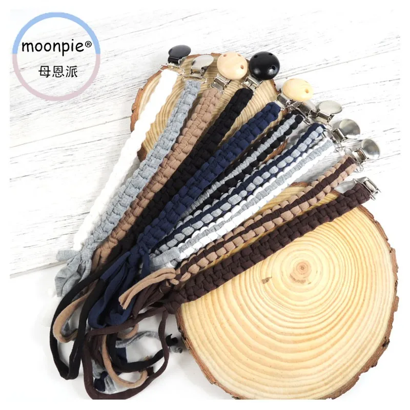 

2019 new moonpie Braided Cotton Rope Baby Pacifier Clips classic grey tone baby feeding paci chain EA289