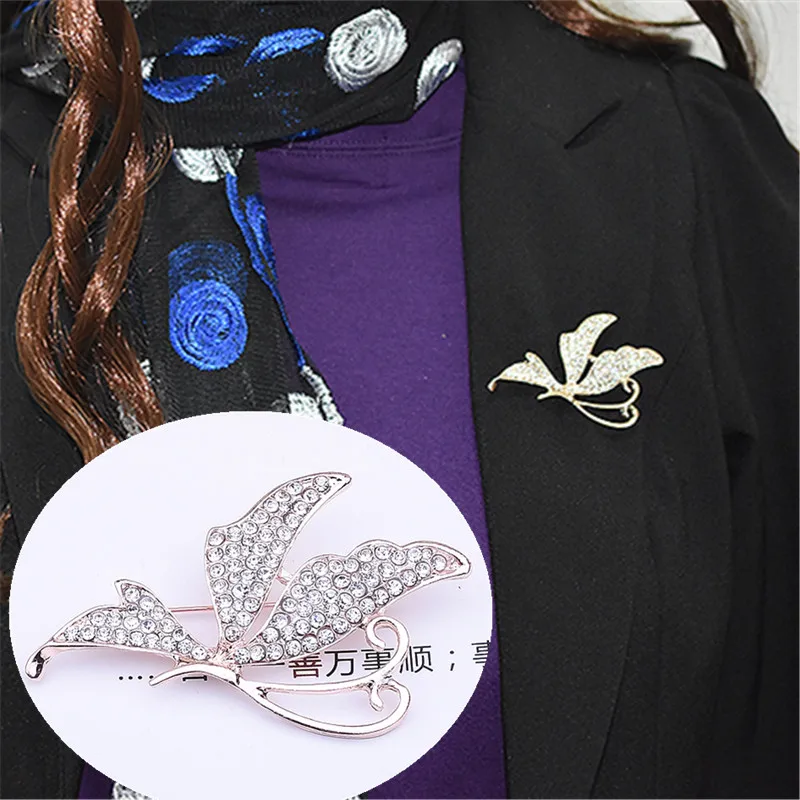 

luxury Trend Pin Brooch Chain Rhinestonebutterfly Brooch Pin Silk Scarf Shawl Buckle Woman
