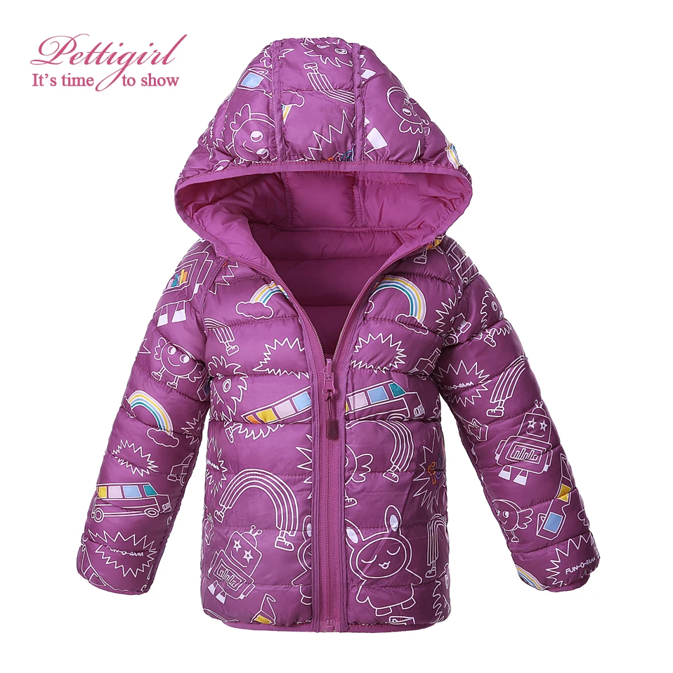 Pettigirl Hot Pink Girls Winter Coat Hooded Zipper Double Side Kids