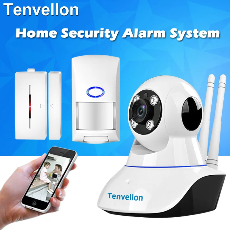 

Security Alarm System 720P WIFI Camera Security System Surveillance Camera With 1pc Wireless Door Sensor Alarm 1pc PIR Detector