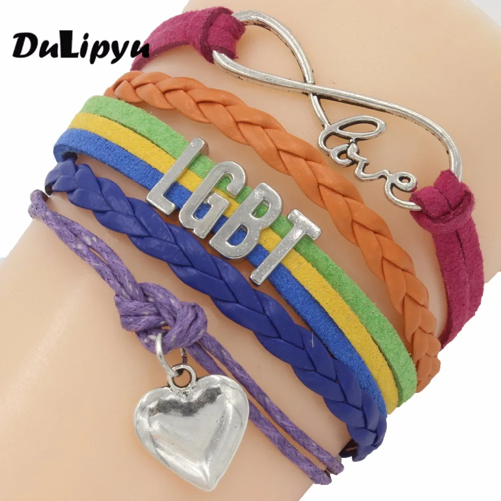 

Drop Shipping Infinity Love Heart Charm Bracelet Gift LGBT Gay Pride Multilayer Wrap Bracelet & bangle Custom Any Themes yn29