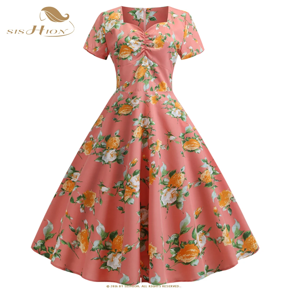 Sishion для женщин Винтаж Лето европейский и американский стиль платья для 333 0 диапазон цветочный принт элегантное платье