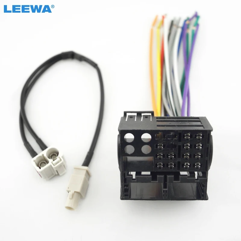 LEEWA Car Stereo Head Unit Wiring Harness With FAKRA Y Spliter For Audi