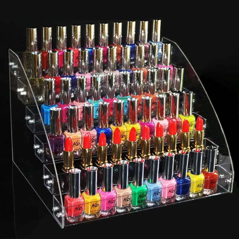 6 Tiers Cosmetic Makeup Nail Polish Varnish Display Stand Rack Holder Box Jewelry Acrylic Packaging Organizer Storage Shelf