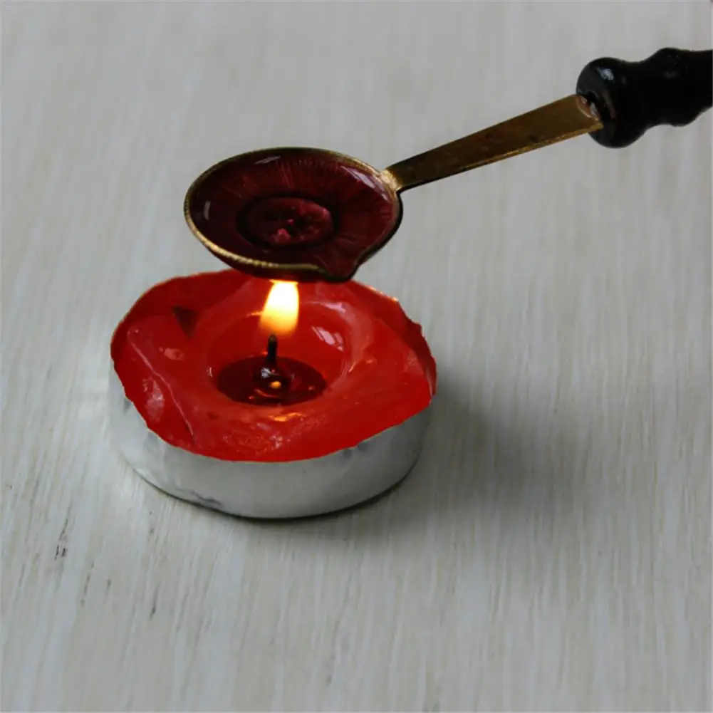 AUGKUN ложка для сургуча DIY винтажный Ретро деревянный ручка мини латунная восковая