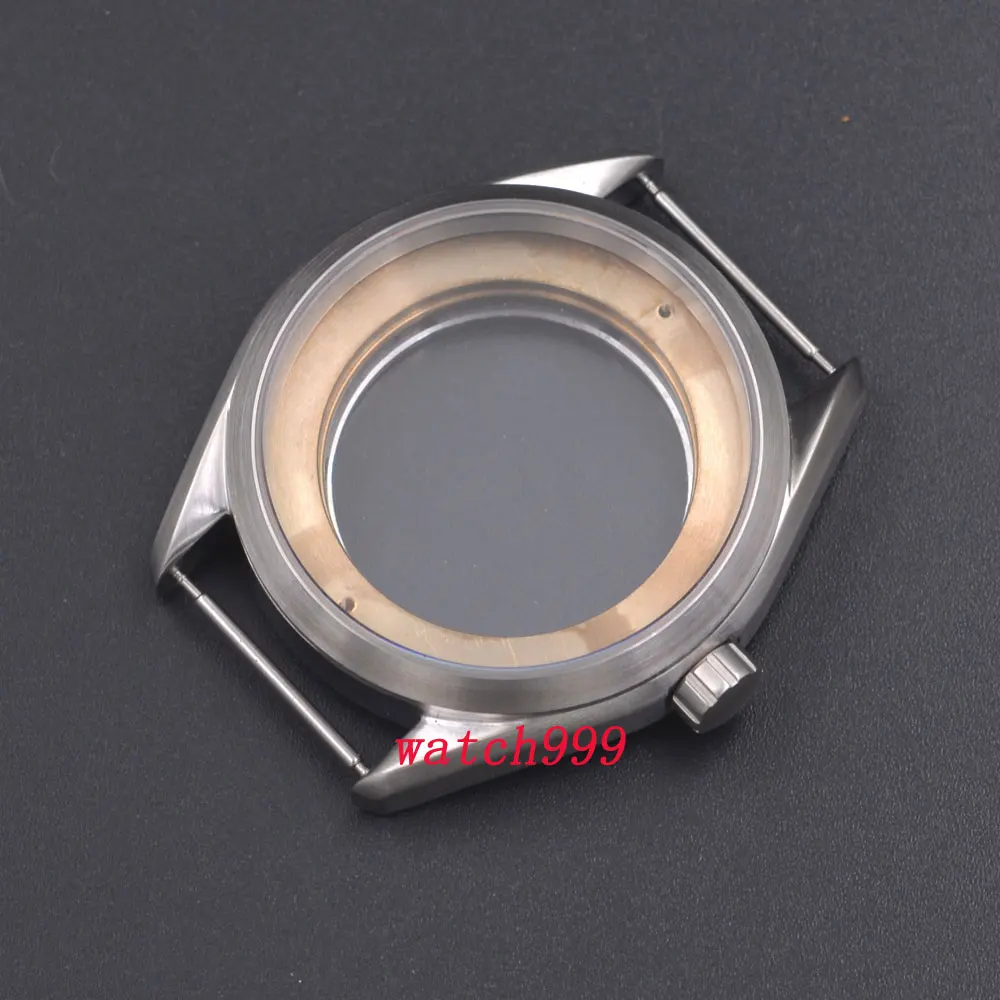 

41mm Silver Steel Watch Case Fit ETA 2836,Mingzhu/DG 2813/3804,Miyota 8205/8215