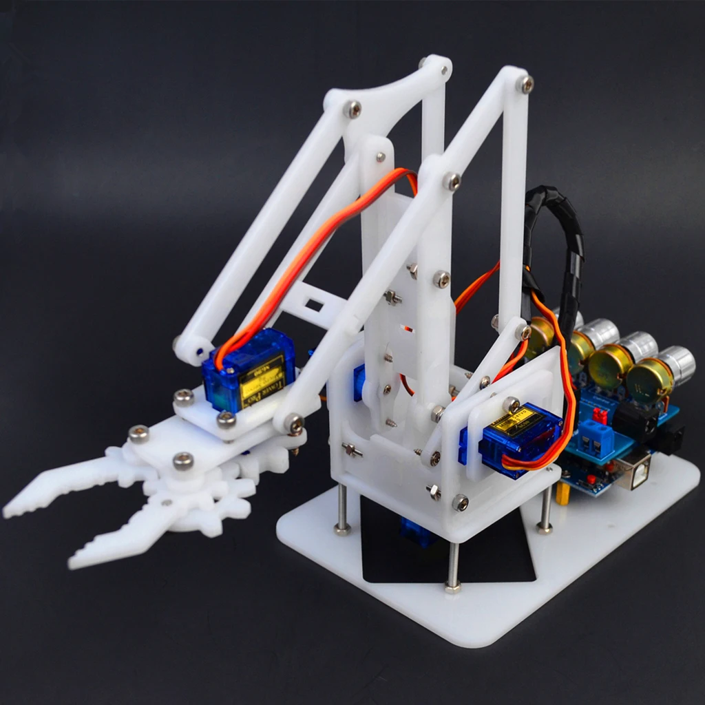 

DIY 4-DOF Mechanical Robot Arm with 4-Servo Mainboard Manipulator Kits for Arduino Learning Plastic Gear