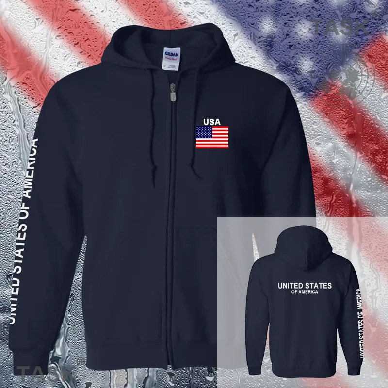 USA United States American mens hoodies and sweatshirt new white