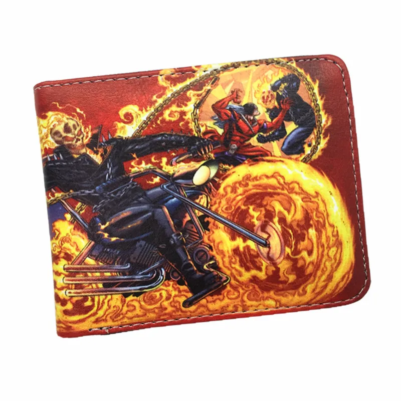 Мужской кошелек с рисунком из мультфильма Ghost Rider Johnny Blaze короткий держатель для