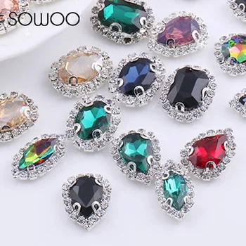 

Mixed color Mixed Shapes Mixed Sizes Sew On Rhinestone with Claw Glass Crystals Sewing Stone For Wedding Decoration
