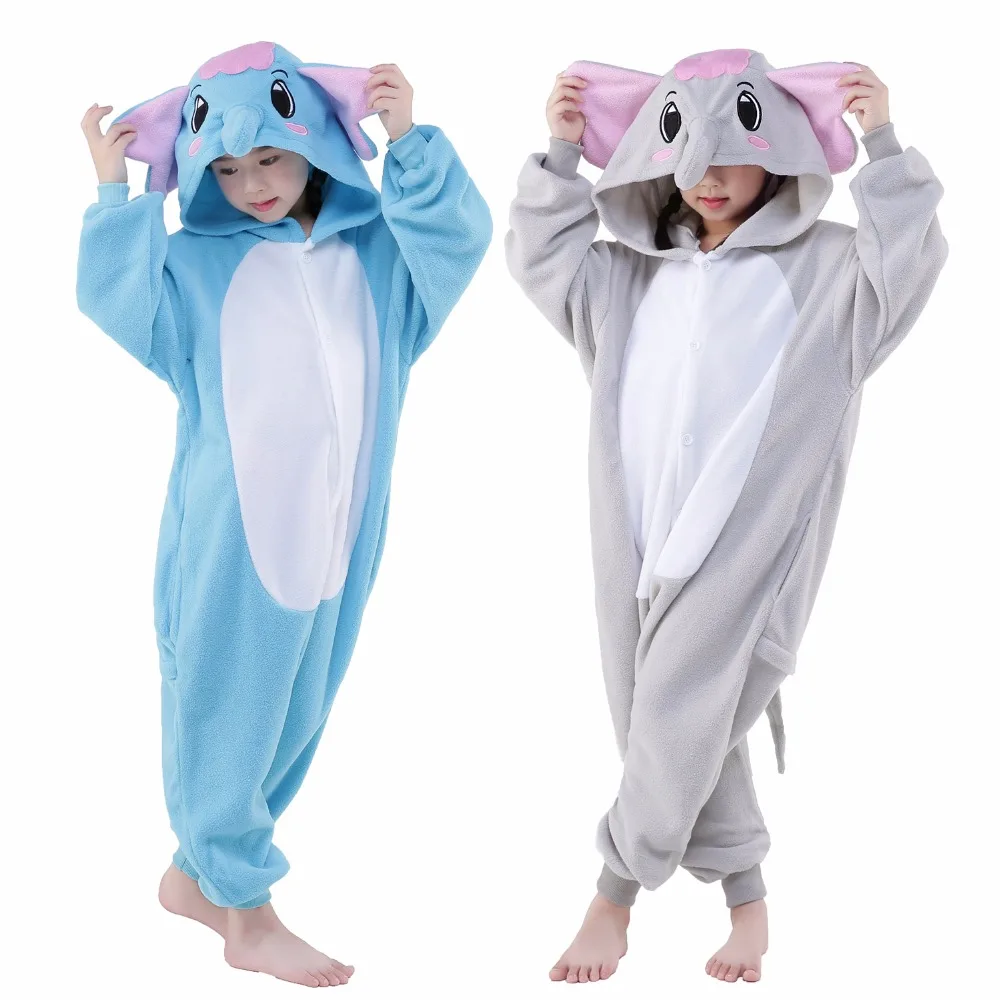 Newcosplay Unisex Anime Cosplay Costume Cartoon Grey Elephant Pajamas