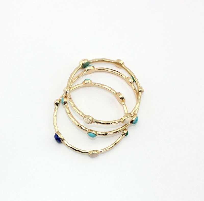 

Paved 6 Stone Trendy Symmetrical Charm Chunky Bangles for Women