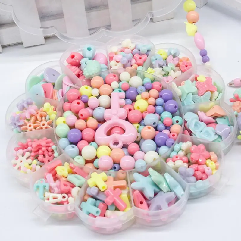 

2019 new hot sales 350pcs Kids Beads Sets Jewelry Making Accessories Girl Baby Mix Loom Bands Box Toy
