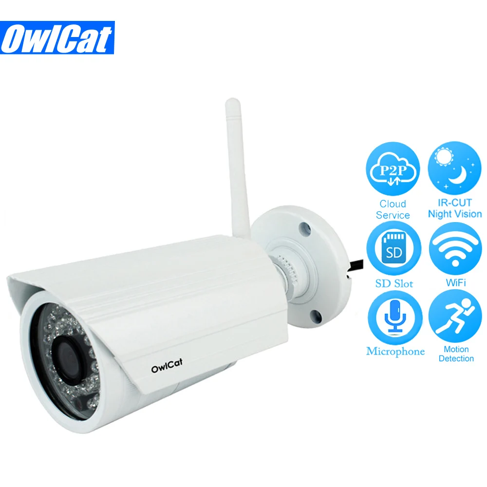 

Outdoor/ HD 1080P Waterproof Bullet IP Camera WIFI SD Card Audio Microphone 2MP Security CCTV Wifi Camera IR P2P iPhone Android