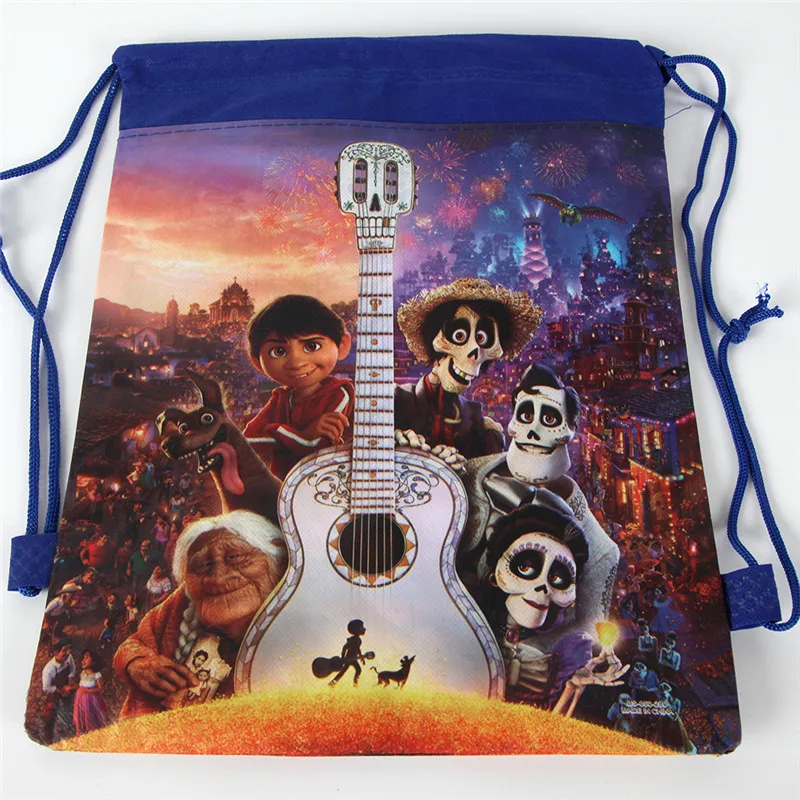 

12pcs/lot COCO Movie Cartoon Non-woven Fabric Bag Drawstring Backpack Kids School Bag Birthday Party Supplies Gift Bag