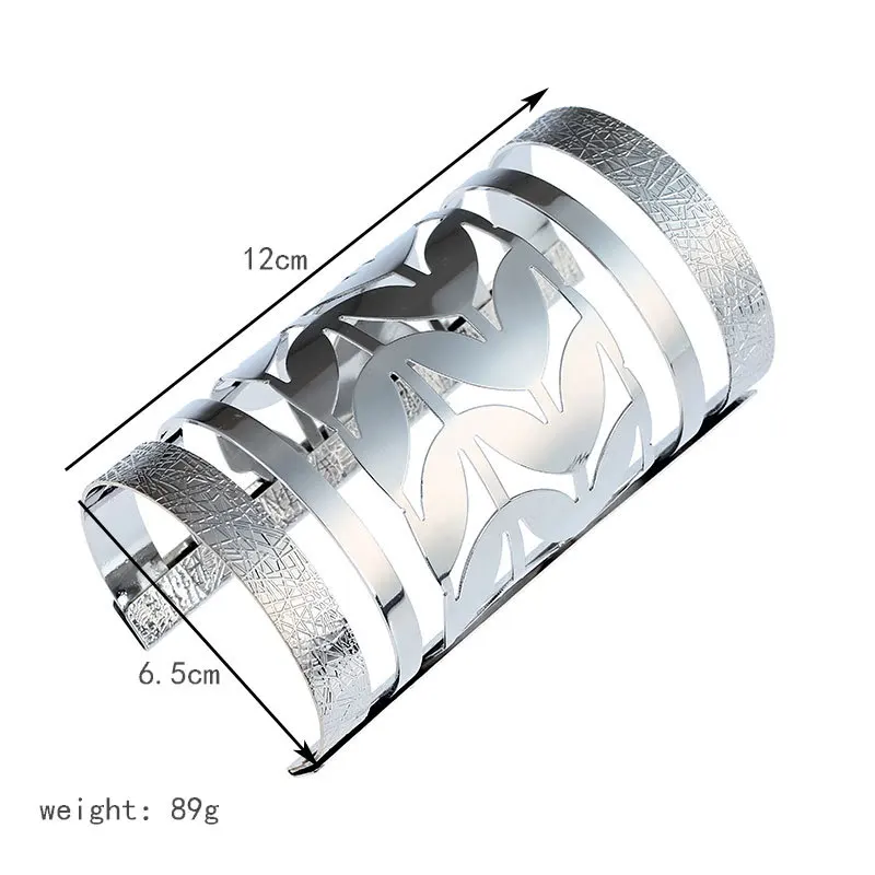 LZHLQ Макси металлический панк браслет для женщин модные брендовые украшения геометрический полые регулируемый лист покрытием манжета