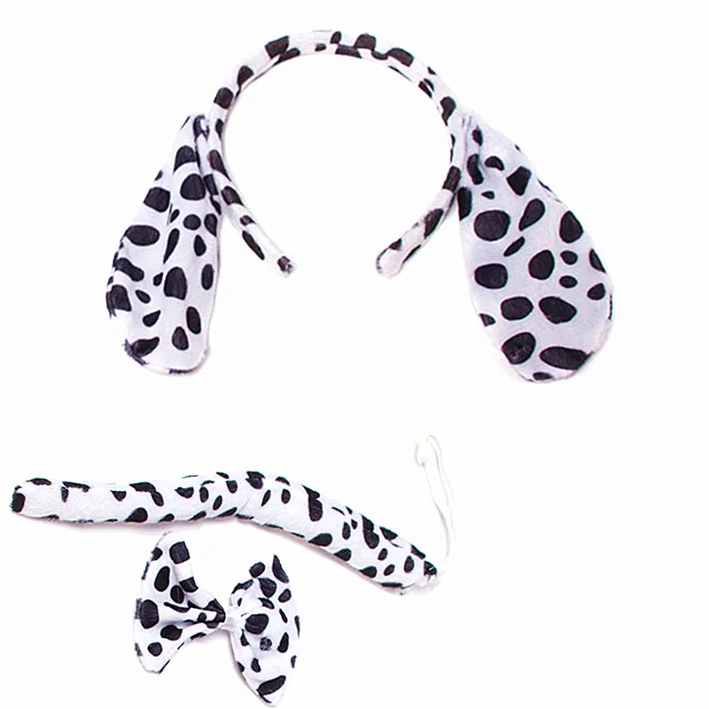 

Kids Boys Girls Dalmatian Dog Ear Headband Bow Tie Tail Animal Cosplay Carnival Party Dance Costume For Kids Christmas