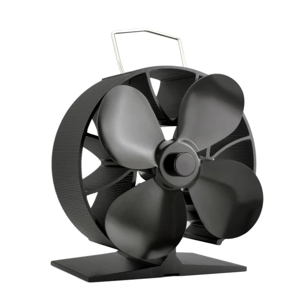 

New Round 4 Blades Heat Powered Stove Fan Fuel Saving Aluminum Stove Fan Premium Stove Fan Blower For Home Eco-friendly Hot