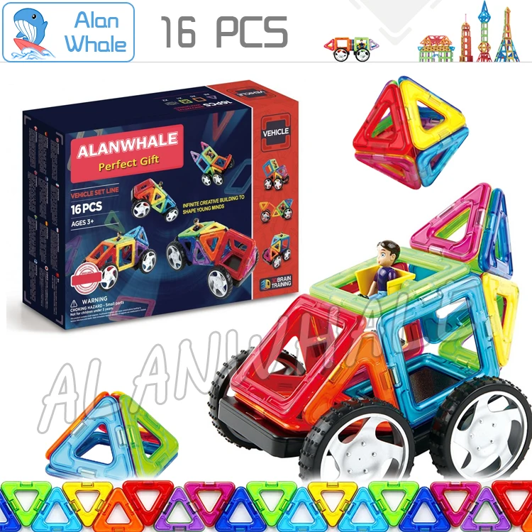 

16pcs Vehicle Wow Set Creative Cars Magnetic Model Building Blocks ABS Plastic Designer Enlighten 3D Brain Traning Toys Bricks