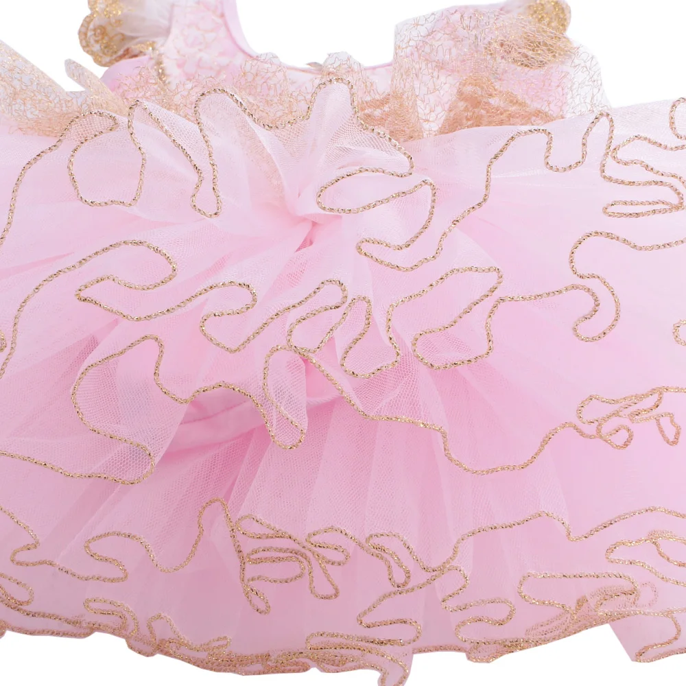 BAOHULU/Детская Балетная пачка без рукавов; официальный костюм; балетное платье с розовым бантом; одежда для балета для девочек; Балерина