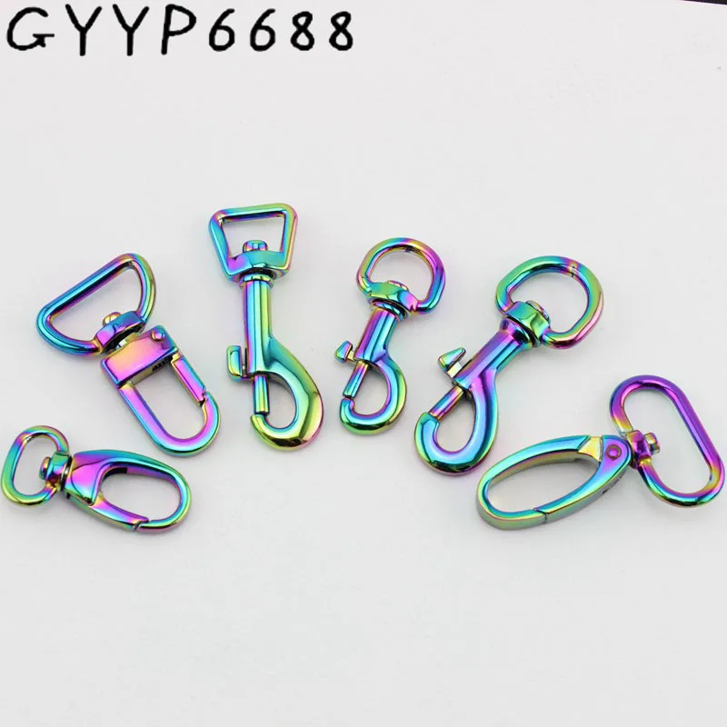 

4pcs Rainbow trigger snap hook metal swivel clasp lobster claws swivel hooks hardware hook clasp