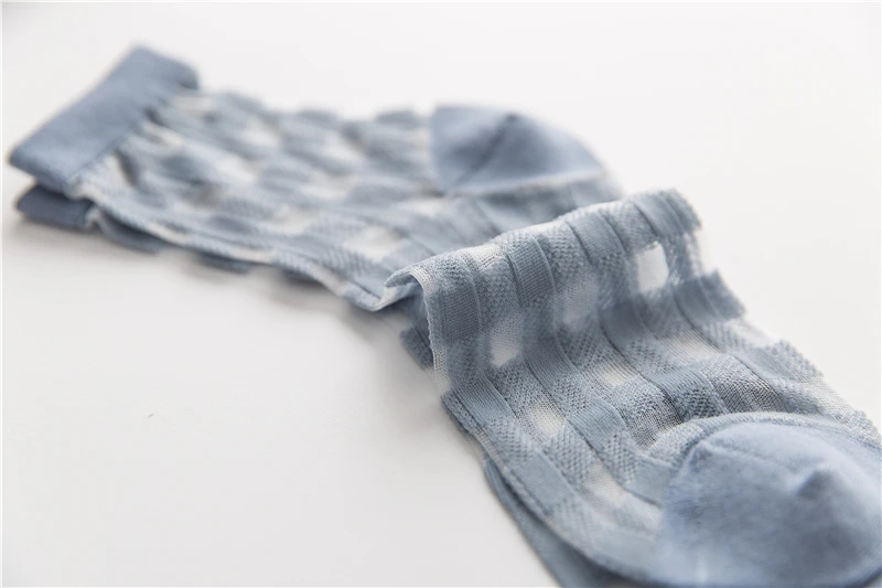 Moda Socmark новые летние носки женские полые клетчатые серии прозрачные сетчатые стеклянные шелковые ультратонкие прозрачные носки