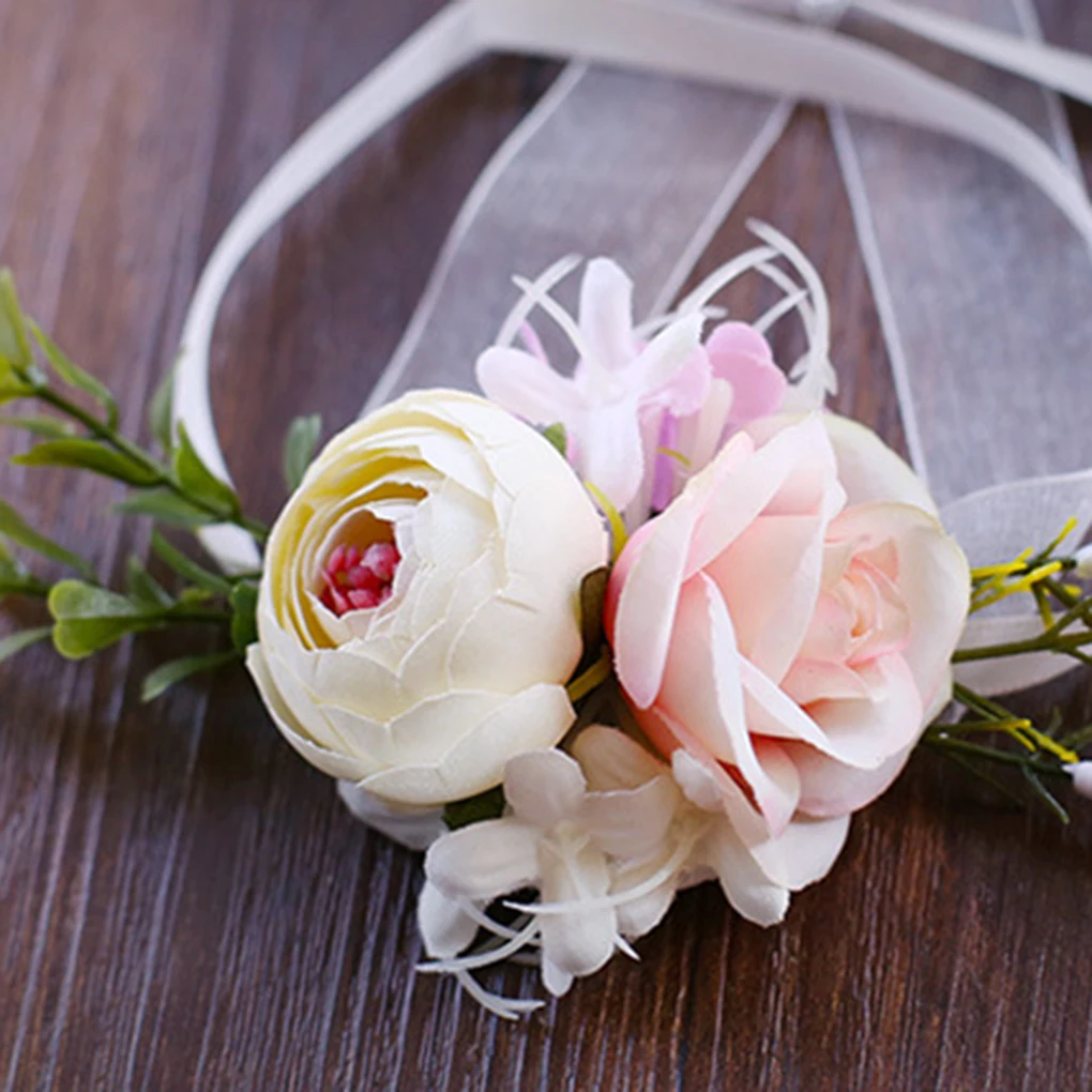 Элегантный мини свадебный подружки невесты на запястье искусственный цветок наручный браслет с цветами женский браслет
