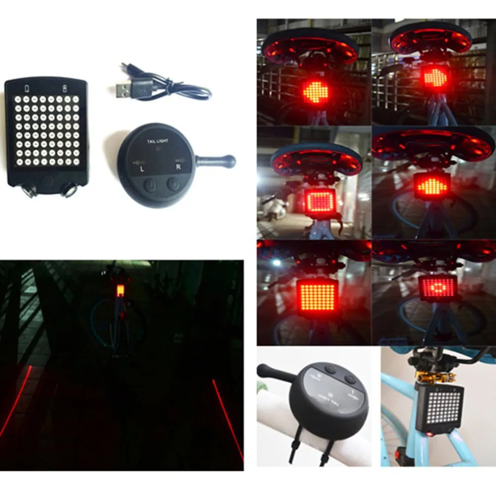 Беспроводной велосипедный лазерный задний фонарь велосипед сигнал поворота пульт дистанционного управления светодио дный