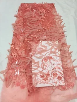 

Peach French Sequins Lace Fabric Women Wedding Dress African Lace Fabric 2019 High Quality Lace African Tulle Lace Fabric