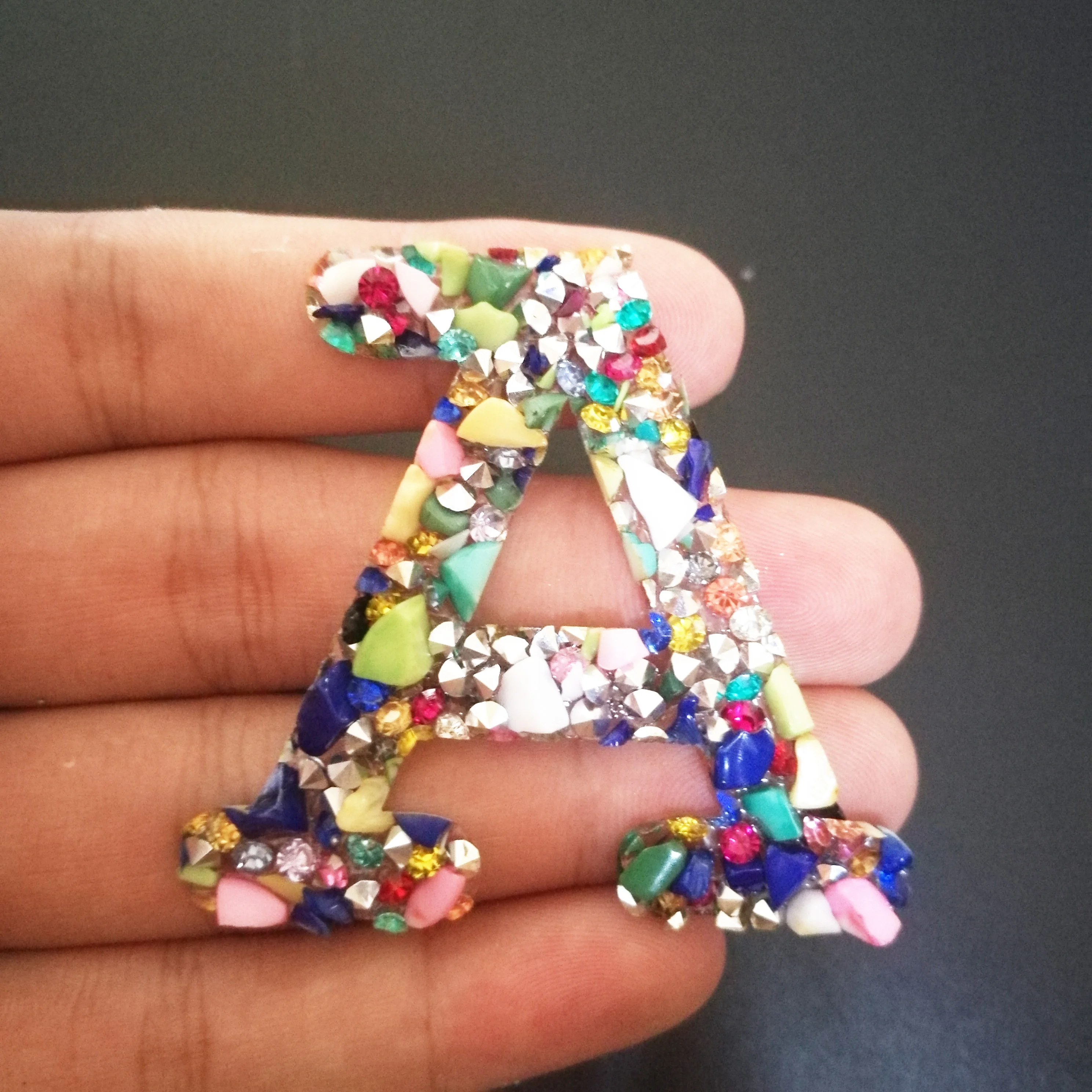

A-C 1PC Color Stone Rhinestone Letters Iron on Patches for Clothing Stripes Clothing Sticker Applique DIY Name Logo Handwork