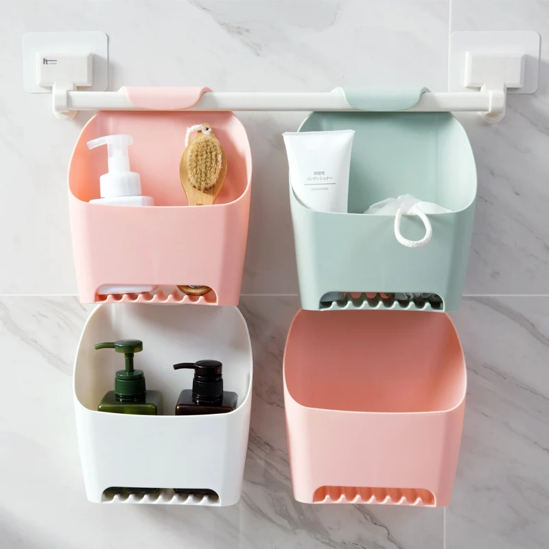 Meyjig Punch-free Bathroom Shelf Organizer Bathroom Wash Rack Toilet Plastic Wall Hanging Shelf Sundries Storage Rack9