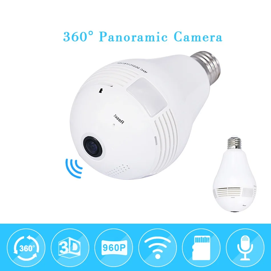 

960P Bulb Light Wifi IP Camera E27 plug Home Wireless Security 1.3MP Fisheye 360 Degree Panoramic P2P Audio Surveillance Camera
