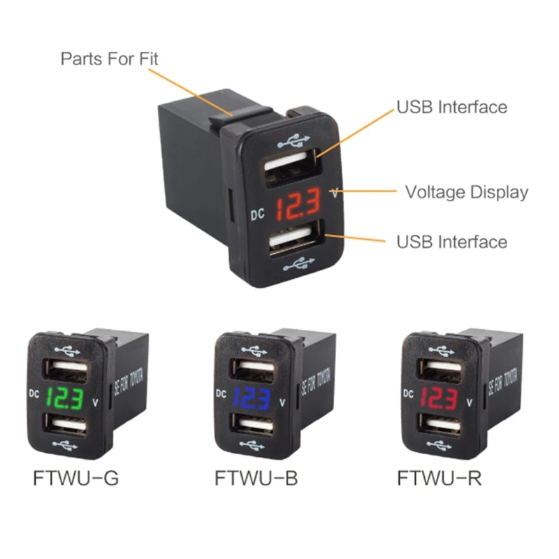 12V двойной usb порт автомобильное зарядное устройство разъем вольтметр 4.2A адаптер питания для Toyota