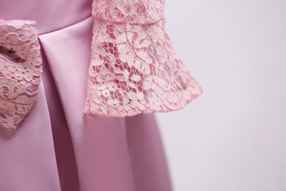 Pink Dress Girls Princess Lace Flower 2018 Children Evening Clothing Kids Dresses Prom Gowns For Girls Wedding Party 7 8 9 Years (4)