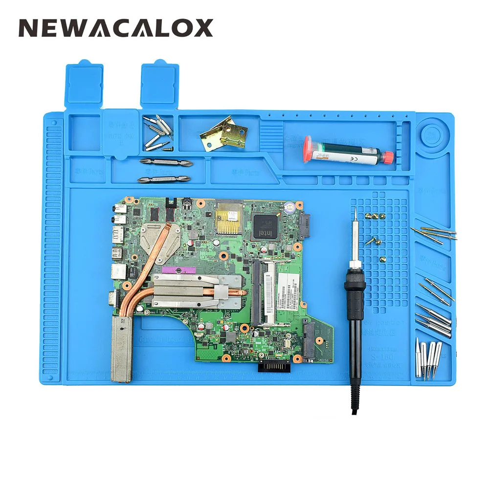 NEWACALOX 1 шт. 43x30 синий Теплоизоляционный силиконовый коврик настольная Магнитная
