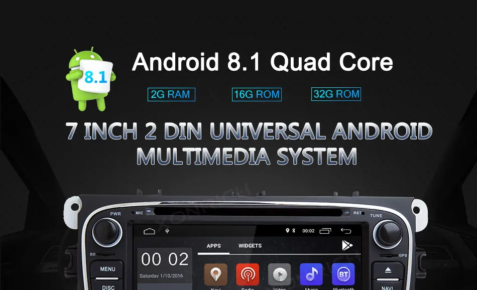 Best Xonrich 2 Din Car Radio GPS Android 8.1 Car DVD player For Ford Focus 2 Mondeo 4 S-Max C-Max Galaxy Kuga Head Unit Audio OBD2 4G 0