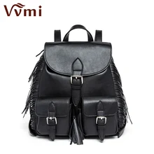 Vvmi Bolsos Женщины Рюкзак с бахромой большой шикарный черный Cool Girl сумка с большой емкостью школьная сумка новые модные
