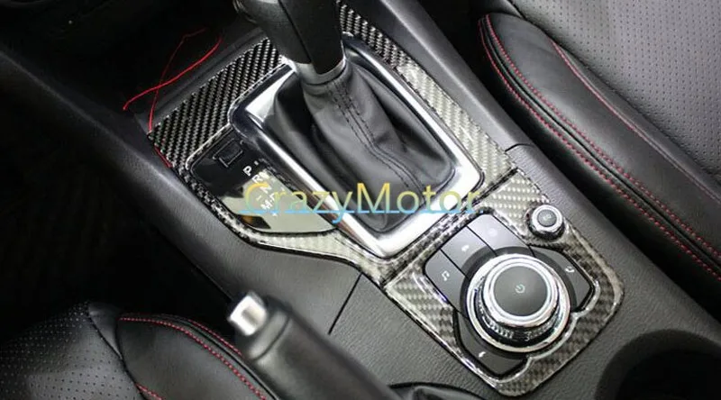 For Mazda 3 Axela 2014-2016 Carbon Fiber Interior Gear Shift Panel Cover Trim