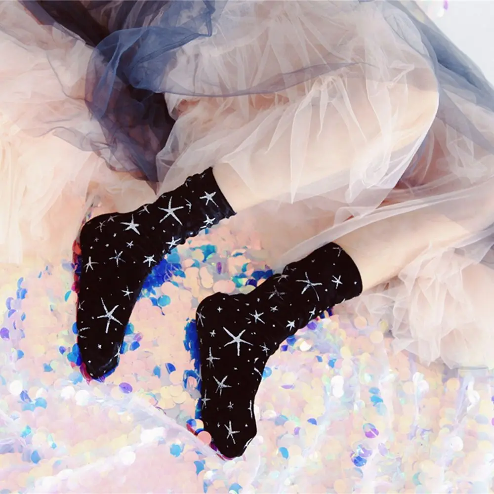 1 пара модных женских бархатных носков в стиле Харадзюку с забавным милым кроликом зимние теплые мягкие эластичные носки ручной работы с блестящими звездами