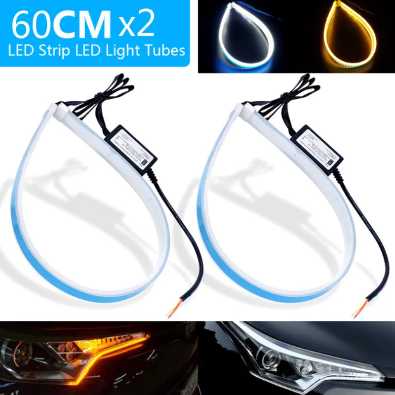 

2x 60cm Sequential Flowing Angel Eye DRL LED Daytime Running Light Turn Signal for Ford Focus 2 3 4 Mondeo Ecosport Fiesta