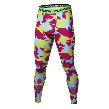 

Mens Compression Pants New Fashion Print Quick Dry Skinny Bodysuit Leggings Tights Fitness Camouflage Pants Trousers Elasticity