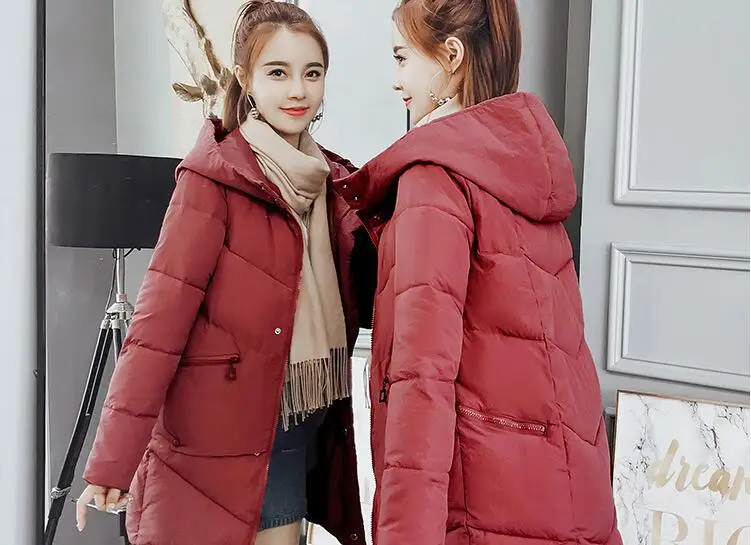 Тонкий пуховик зимняя куртка женская утепленная с капюшоном зимняя модная длинная куртка женская YY6605