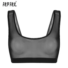 Sexy Women Adults Lingerie See Through Mesh Crop Top Clubwear Sleeveless Bralette Bra Slim Fit Vest Exotic Tank Tops Sleepwear