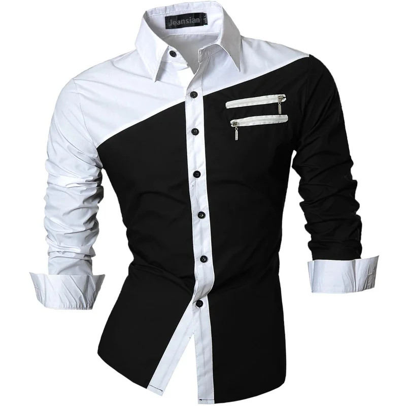 Jeansian camisas de vestido casual masculina moda