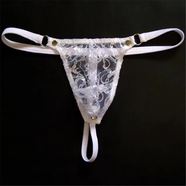 Rivet Design Sexy Lace Thongs Men Underwear Transparent Male Bikini G