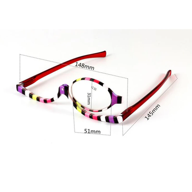 Полосатые увеличительные очки для макияжа глаз, очки для макияжа, откидные линзы, складные Косметические женские очки для чтения, лупа gafas