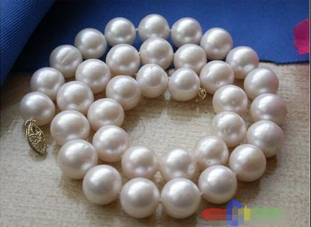 

HOT## Wholesale p1798 AA++ 17" 13MM WHITE ROUND FRESHWATER PEARL NECKLACE 14KGP